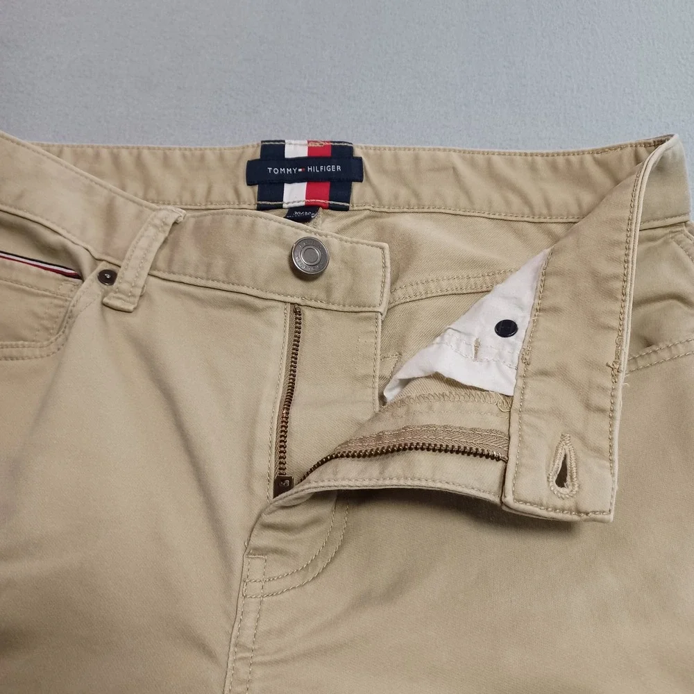 Tommy Hilfiger Mens Slim Fit Chino Pants Tan Khaki Stretch Cotton 30x32